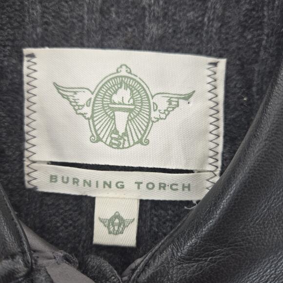 Burning Torch 100% Recycled Cashmere Cardigan Sweater Jacket XS Charcoal Gray - Picture 6 of 10